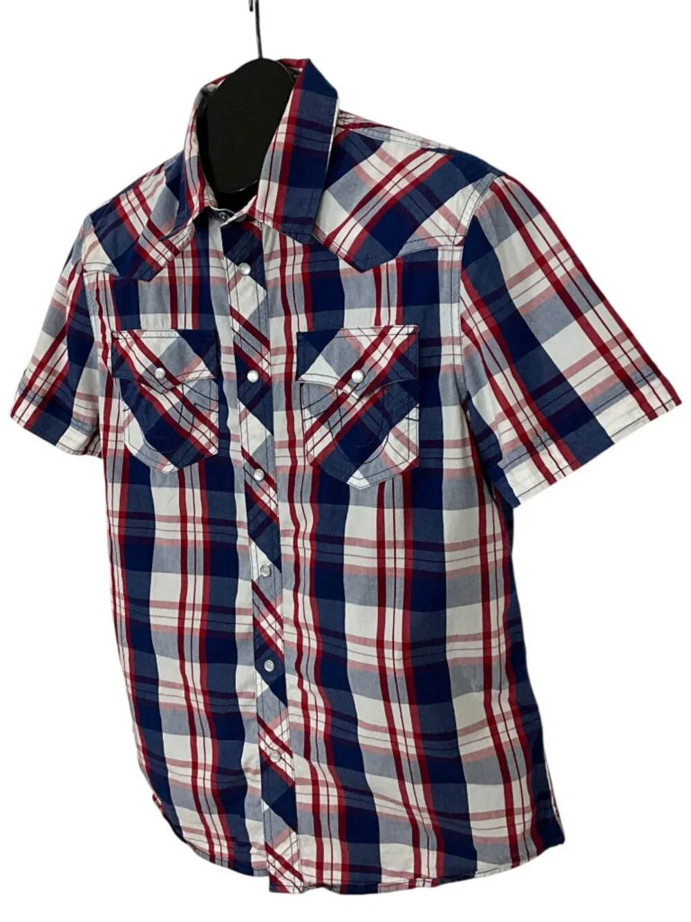 True Religion Pearl Snap Western Shirt M Red White Blue Patriotic